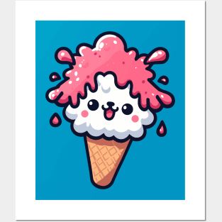 Pink ice cream lama Posters and Art